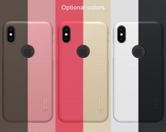 Husa iPhone X Super Frosted Shield + Folie Protectie by Nillkin Rosie foto