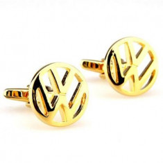 Butoni camasa model auto VW metalici gold + ambalaj cadou
