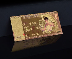 BRUCEE LEE - 100 RMB 2013 - CHINA - BANCNOTA POLYMER PLACATA CU AUR 24K foto