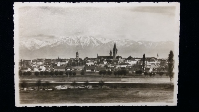 SIBIU - VEDERE GENERALA SPRE MUNTI - CENZURA 25 SIBIU 1942