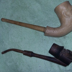 Pipa lemn veche,pipa lut vintage,set pipe de colectie,T GRATUIT