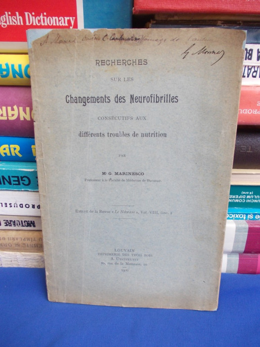 GH. MARINESCU - RECHERCHES SUR LES CHANGEMENTS DES NEUROFIBRILLES/1906,EX.SEMNAT