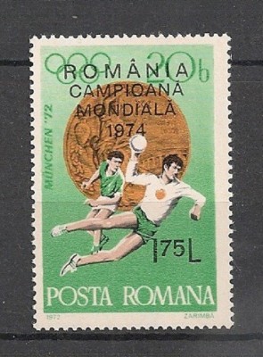 Romania 1974 - HANDBAL, TIMBRU CU SUPRATIPAR MNH, AC18 foto