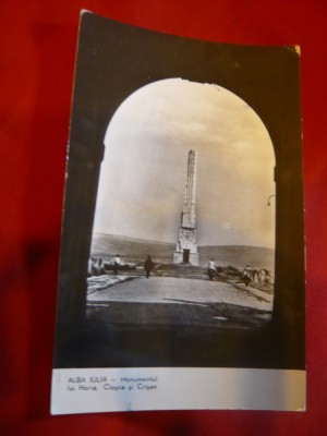 Ilustrata Alba Iulia - Monumentul Horia ,Closca si Crisan , circulat 1962 foto