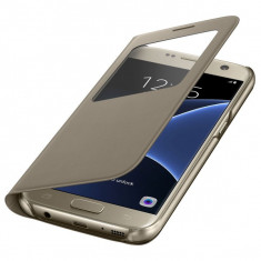 Husa S View Cover pentru Samsung Galaxy S7, SAMSUNG EF-CG930PFEGWW, Gold foto