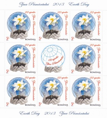 ZIUA PAMANTULUI,MINISHEET,2013,MNH,NEOBLITERAT,ROMANIA. foto