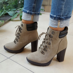 Botine dama de culoare Gri/Khaki Botinelli (Culoare: Gri, Inaltime toc (cm): 9, Marime Incaltaminte: 39) foto