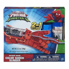 Jucarie Manusa Spiderman cu Lansator panza colorata Color Shock Slinger 2 in 1 B5869 Hasbro foto