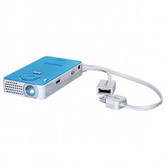 Videoproiector portabil PHILIPS PicoPix PPX4150, 640 x 360 pixeli, argintiu-albastru foto