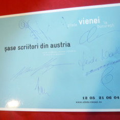 Reclama cu autograful a 6 Scriitori Austria- Zilele Vienei la Bucuresti -2004