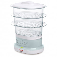 Aparat de fiert in aburi TEFAL Mini Compact Plastic VC1301, 3 vase, bol orez, 650W, alb foto