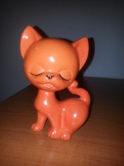 Figurina - Bibelou Pisica -portocalie inaltime 15 cm foto