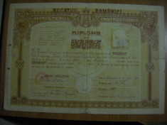 Diploma bacalaureat-1930-Timisoara foto