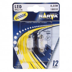 Bec auto LED NARVA 180104000, C5W, 6000K, 12V, 0.35W, SV8.5, 10.5X38, set 2 bucati foto