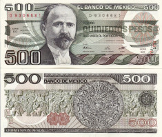 MEXIC 500 pesos 1984 - serie EC UNC!!! foto