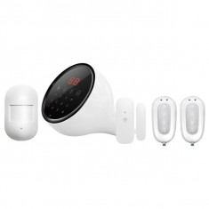 Kit sistem de alarma Wireless SMANOS W100, Wi-Fi/Alarma linie telefonica, Detector miscare, Senzor fereastra, Telecomanda, alb foto