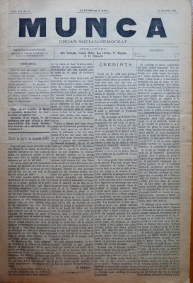 Ziarul Munca , organ social-democrat , an 1 ,nr. 4 ,1890 , I. Nadejde , C. Mille foto