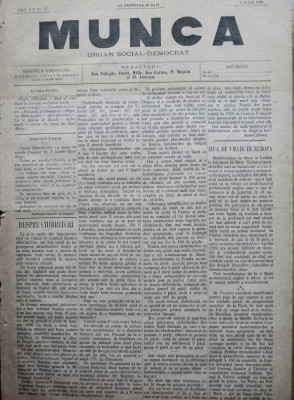 Ziarul Munca , organ social-democrat ,an 1 ,nr. 15 ,1890 , I. Nadejde , C. Mille foto