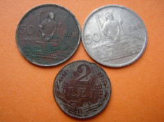 50 BANI 1955, 2 LEI 1924 LOT 3 BUC foto