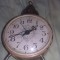 ceas vechi de masa cu clopot,ceas de epoca functional,patina vintage,T.POSTA