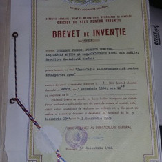 BREVET de INVENTIE 1966,Oficiul de stat pt.Inventii,Republica Socialista ROMANIA