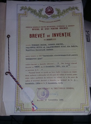 BREVET de INVENTIE 1966,Oficiul de stat pt.Inventii,Republica Socialista ROMANIA foto
