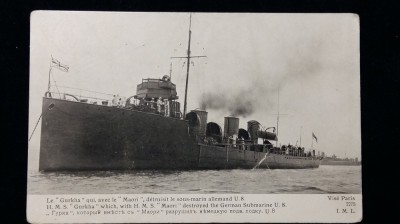 WWI - DISTRUGATORUL ENGLEZ GURKHA - A SCUFUNDAT IN 1915 SUBMARINUL GERMAN U - 8 foto