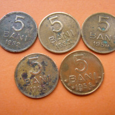 5 BANI 1952, 1953, 1954, 1955, 1956. LOT