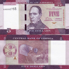 LIBERIA 5 dollars 2016 UNC!!! foto