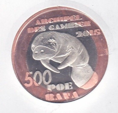 bnk mnd Gambier Island 500 poe rava 2015 unc fauna personalitati bimetal foto