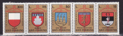 San Marino 1974 - steme 5v. neuzat ,perfecta stare(z) foto