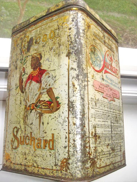 5458-I-Ciocolata SUCHARD cutie rara veche din metal.