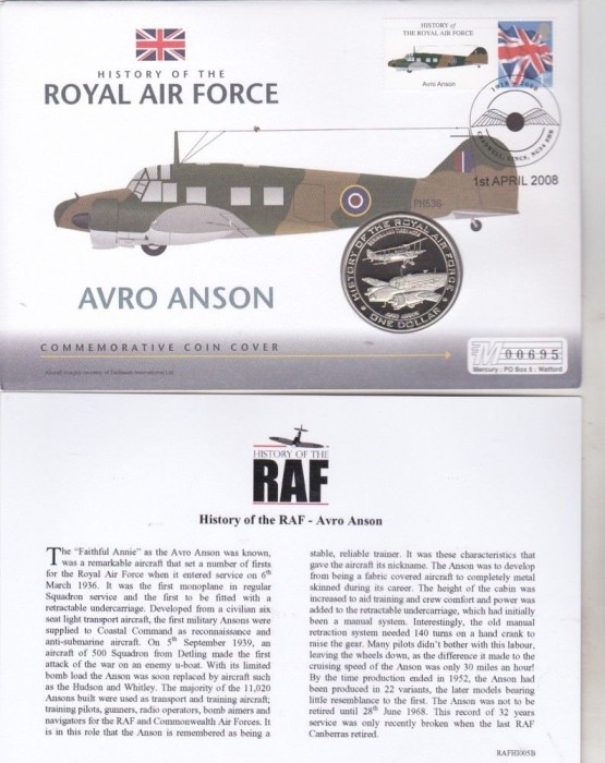 bnk mnd Nauru 1 $ 2007 FDC - Istoria aviatiei RAF