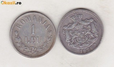 bnk mnd Romania - 1 Leu 1876 - REPLICA - alama argintata foto