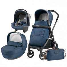 Carucior 3 In 1, Peg Perego, Book Plus S, Black, Completo Elite, Urban Denim foto