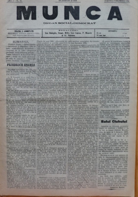Ziarul Munca , organ social-democrat ,an 1 ,nr. 42 ,1890 , I. Nadejde , C. Mille foto