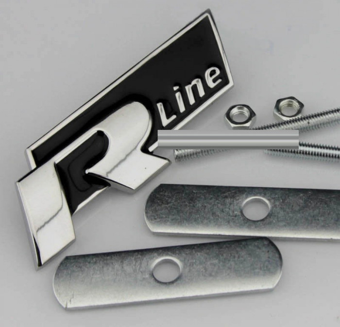 Accesoriu metal auto pt grila rline R line rosie sau neagra si kit prindere