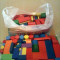 Cuburi de lemn colorate, diferite forme - 150 bucati