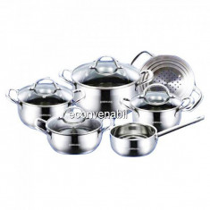 Set de vase inox cu capac de sticla 10 Piese Bohmann BH1040 foto