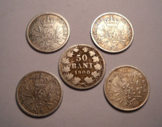 Lot 50 bani 1900 , 50 bani 1910 , 50 bani 1911 , 50 bani 1912 si 50 bani 1914 foto