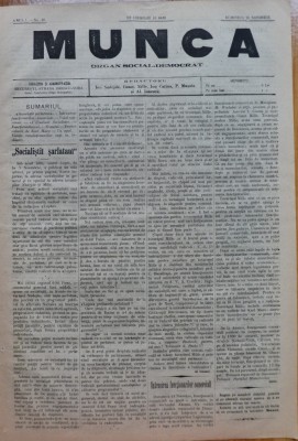 Ziarul Munca , organ social-democrat ,an 1 ,nr. 40 ,1890 , I. Nadejde , C. Mille foto