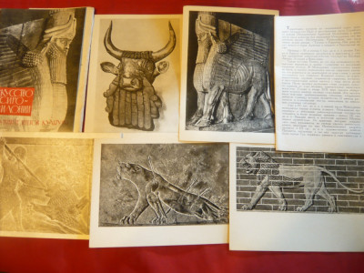 Carnet cu 12 Ilustrate + caiet explicativ - Arta Babiloneana -Ed.1961 foto