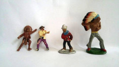 lot 4 figurine vechi, vintage indieni mixt, diorama, colectie, foto