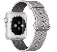 Curea pentru Apple Watch 38 mm iUni Woven Strap, Nylon, White Gray foto