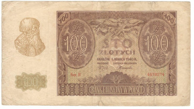 Polonia 100 zlotych 1940 foto