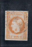 ROMANIA 1868 LP 21 CAROL I CU FAVORITI 2 BANI PORTOCALIU STAMPILAT
