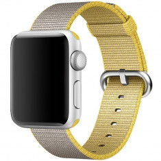 Curea pentru Apple Watch 38 mm iUni Woven Strap, Nylon, Yellow-Gray foto