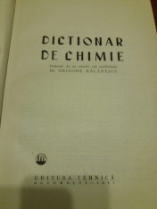 Dictionar de chimie - G. balanescu- 1964 foto