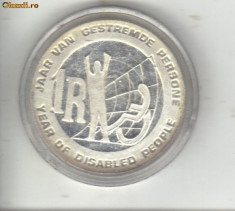 bnk mnd Africa de Sud 1 RAND 1986 , moneda de argint foto