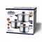 Set 3 crati?e din inox cu capac din sticla Vino Peterhof, 1.9, 2.5 si 3.4 Litri, 6 piese